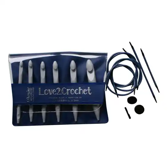 Denise - Love2Crochet - Tunische haaknaaldenset - K10.5 -19 - Grijs