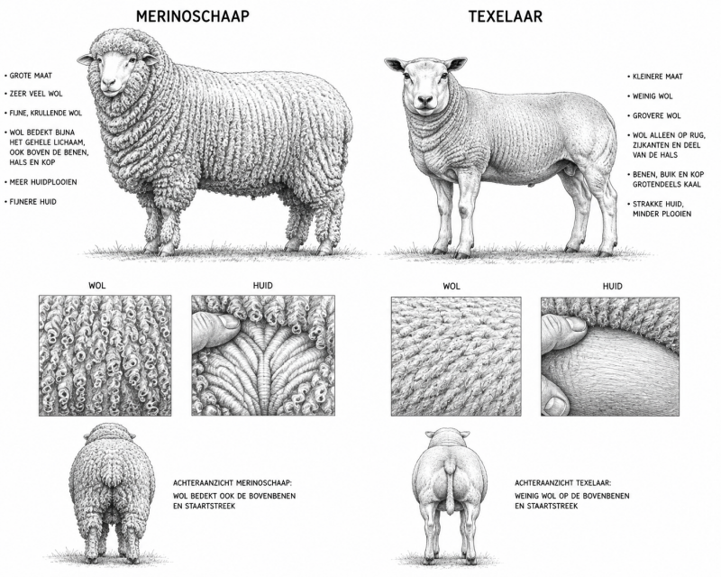 Verschil Merrino en Texelaar