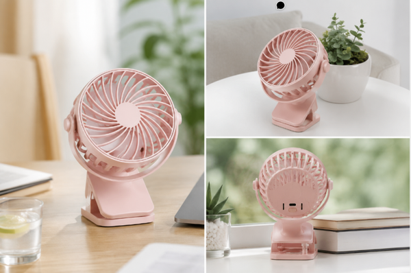 Mini Ventilateur Clip Portable 720° avec Veilleuse LED
