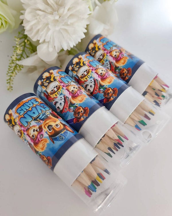 Petite boîte à crayons de couleurs + taille crayon personnalisé thème au choix (couleur de la boîte aléatoire)