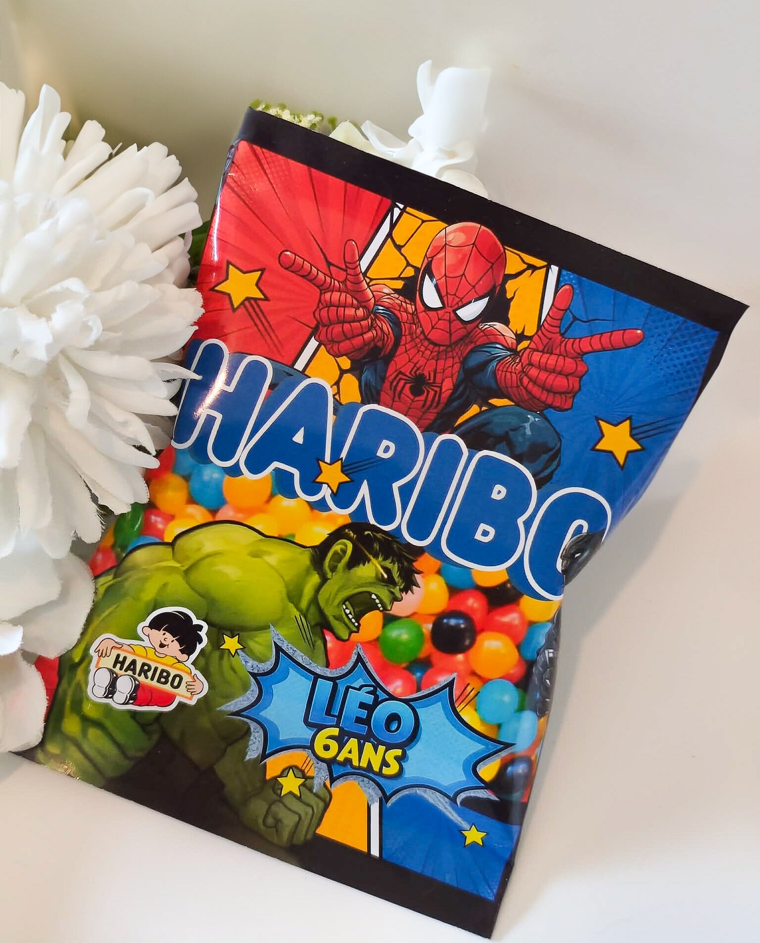 Petit sachet de dragibus personnalisé thème au choix (anniversaire, baptême, mariage, aïd...)