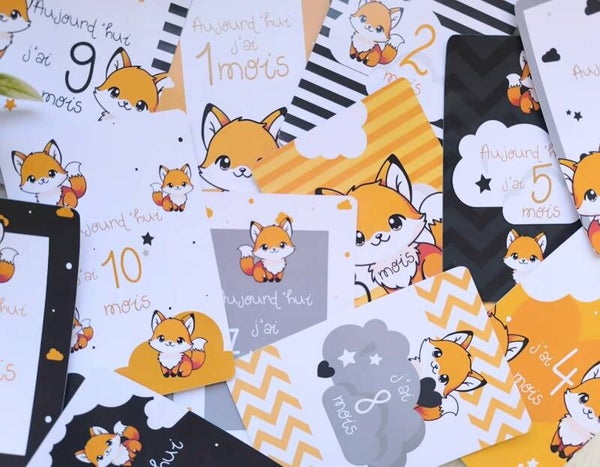 Cartes étapes 12 mois Renard