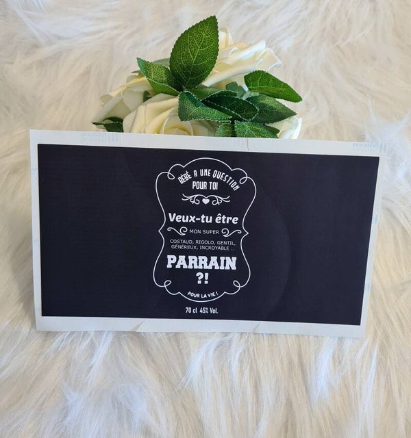 Autocollant bouteille whisky demande parrain