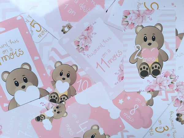 Cartes étapes 12 mois Ourson