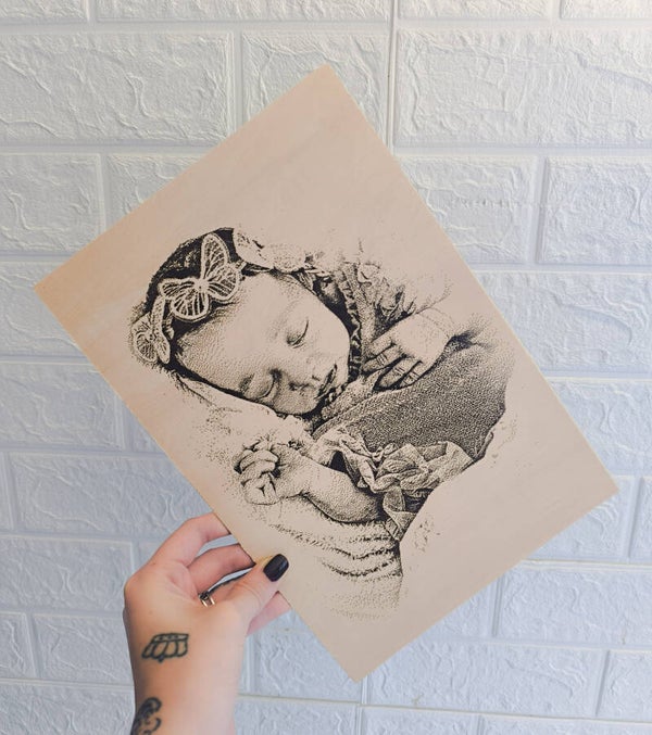 Gravure sur plaque en bois format A4