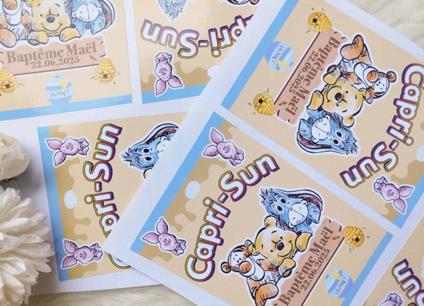 Lot de 3 Autocollants pour caprisuns personnalisé (boisson non inclus)