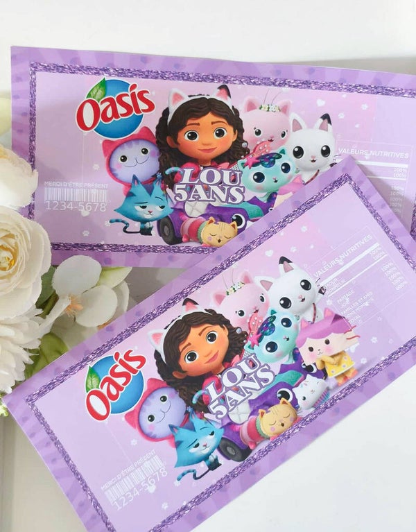 Lot de 2 Autocollants mini canette de oasis personnalisé