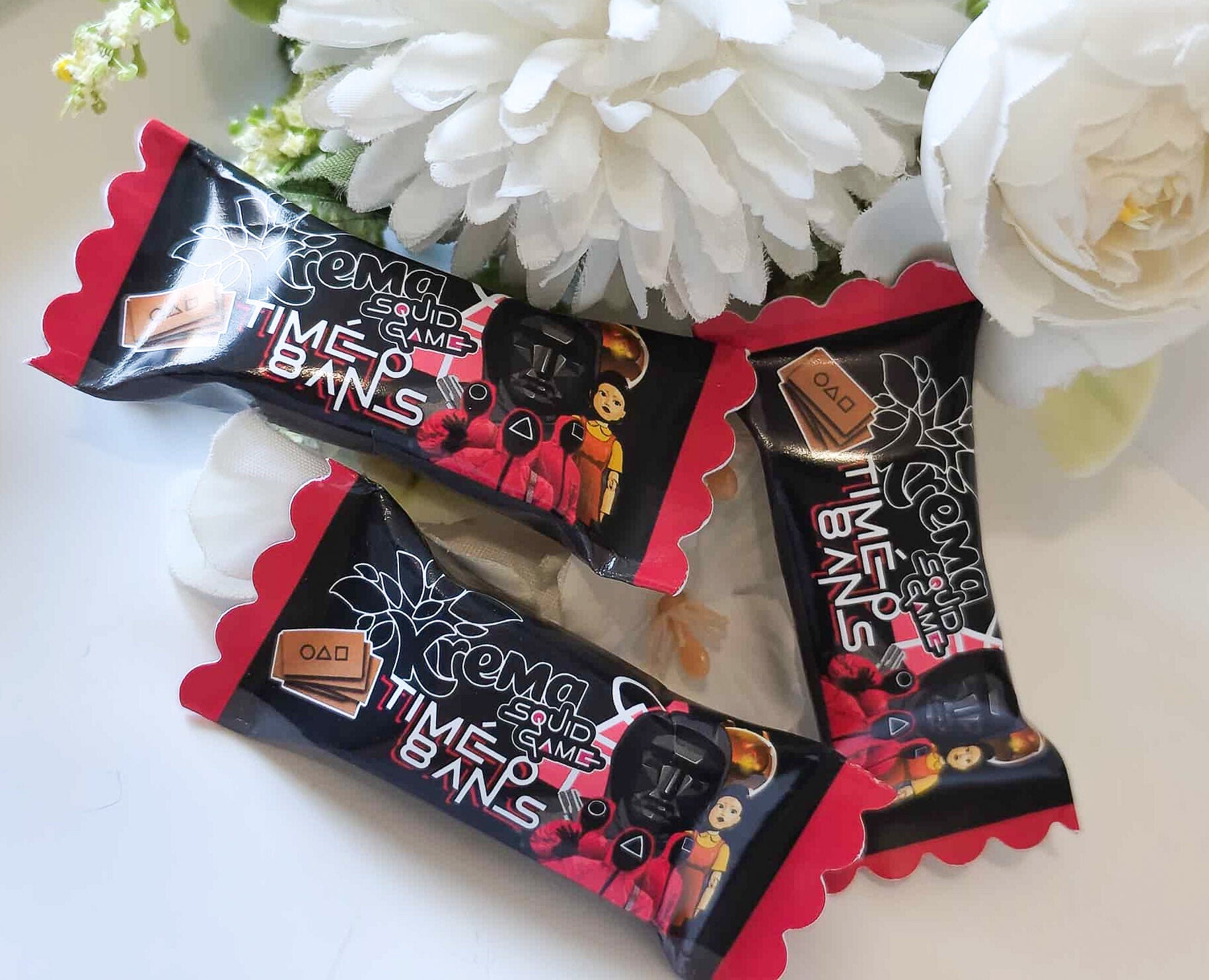 Bonbon krema a l'unité ( goût aléatoire) personnalisés thème au choix pour anniversaire, baptême, mariage ...