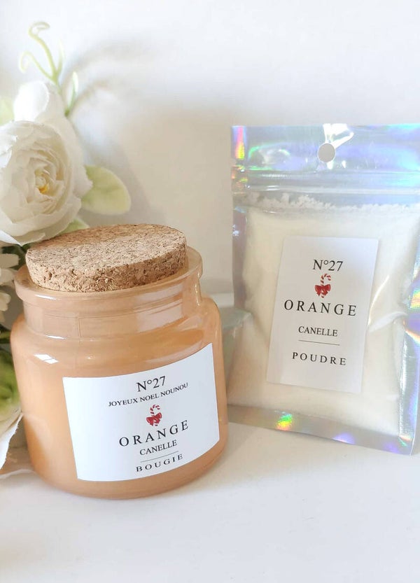 Lot 1 bougie + 1 sachet poudre aspirateur senteur noel personnalisé ( senteur aléatoire attention)