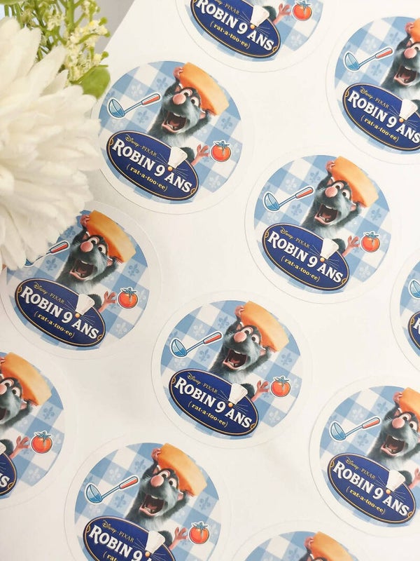 Plaquette de 20 petits autocollants ronds personnalisé