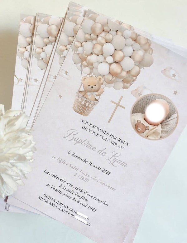 Carte invitation photo thème au choix