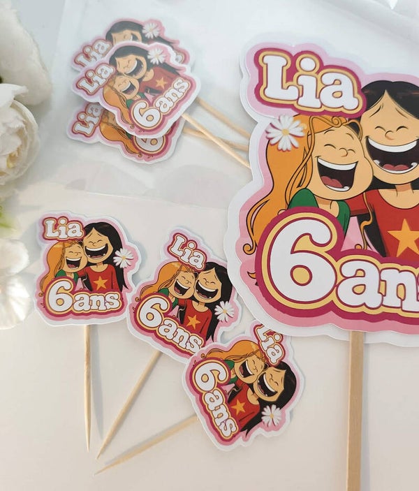 Lot de 6 Pics cupcakes personnalisés