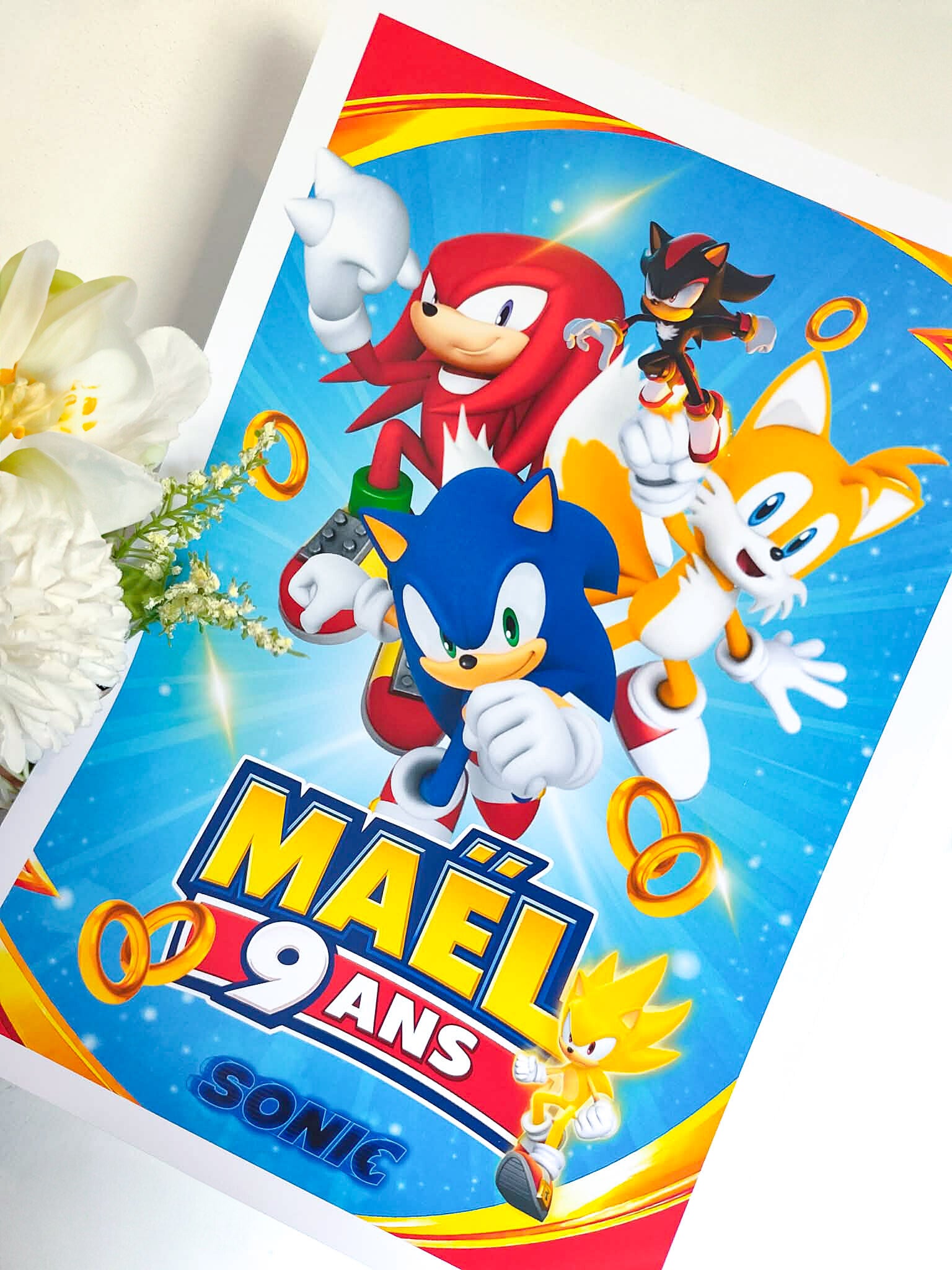 Affiche anniversaire thème au choix a encadré