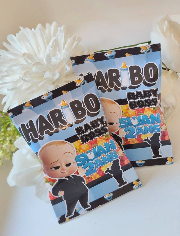 Mini sachet ourson (env 7,5cm) personnalisé thème au choix
