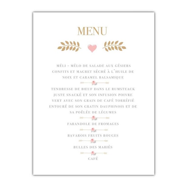 Affiche 'menus' format a4 a encadré