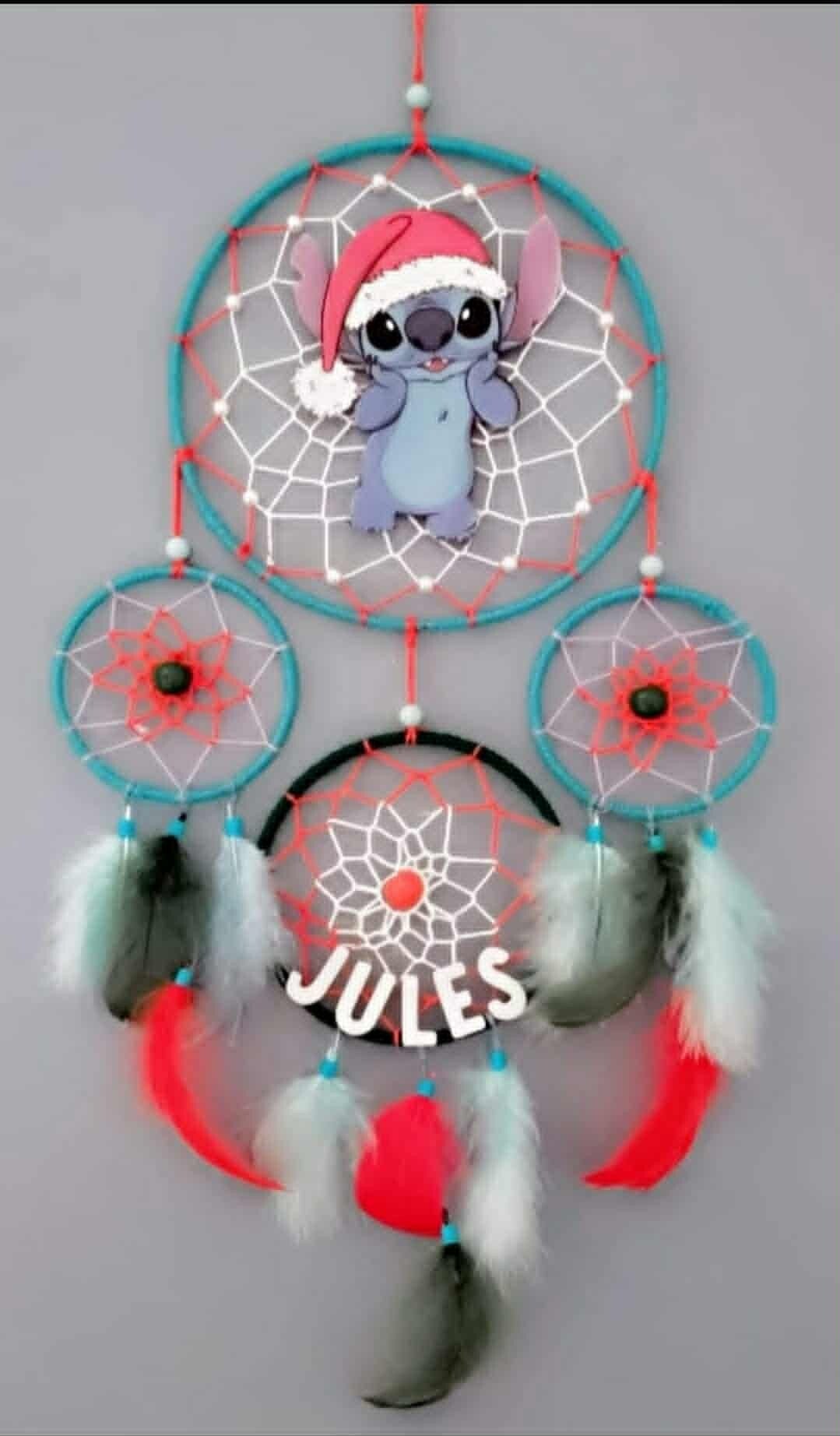 Attrape-Rêves Stitch de Noël Personnalisé avec Prénom – Cadeau Magique et Unique !