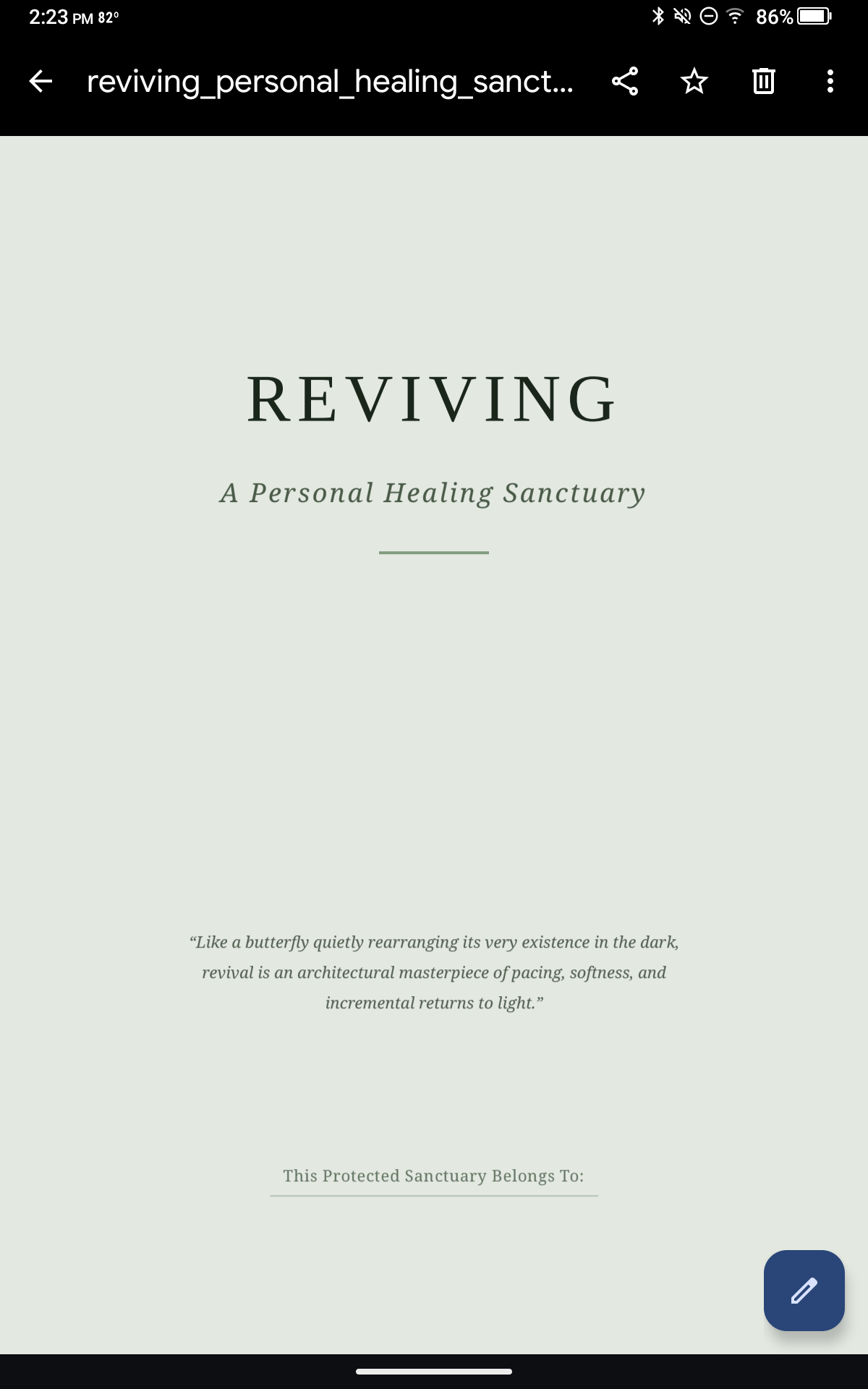 Reviving: A Personal Healing Sanctuary Journal