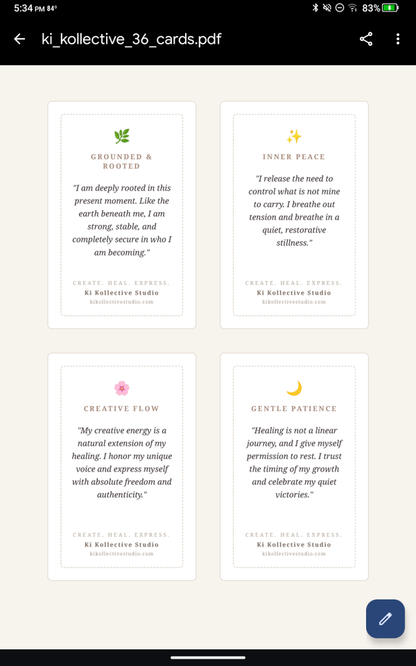 Ki Kollective Studio 36 Affirmation Card Deck