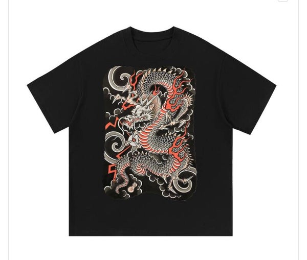 Fire and Cloud Traditional Dragon Men Tee