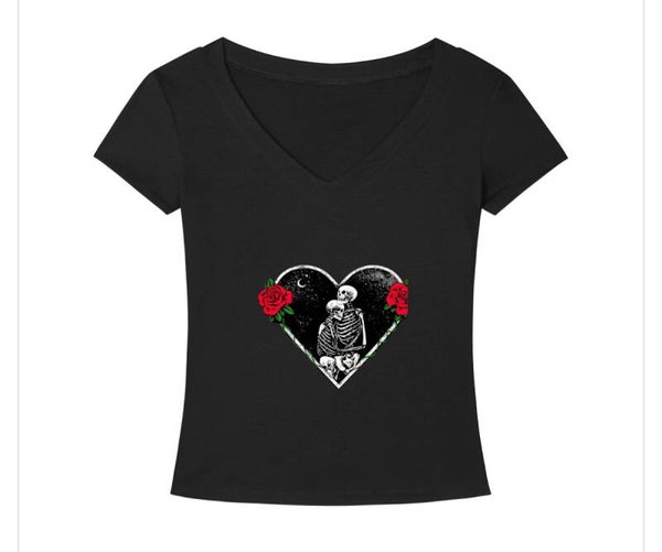 Eternal Lovers Skeleton Women V Neck Tee