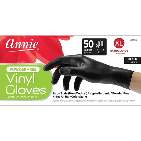 Annie Powder Free Vinyl Gloves (Black)