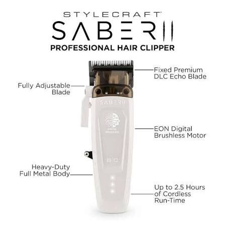 StyleCraft Saber Cordless Metal Clipper