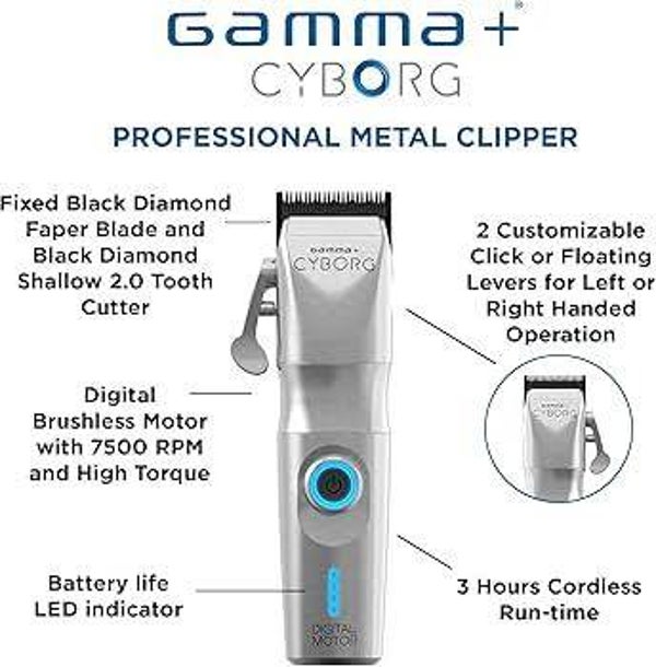 Gamma+ Cyborg Digital Brushless Motor Cordless Trimmer