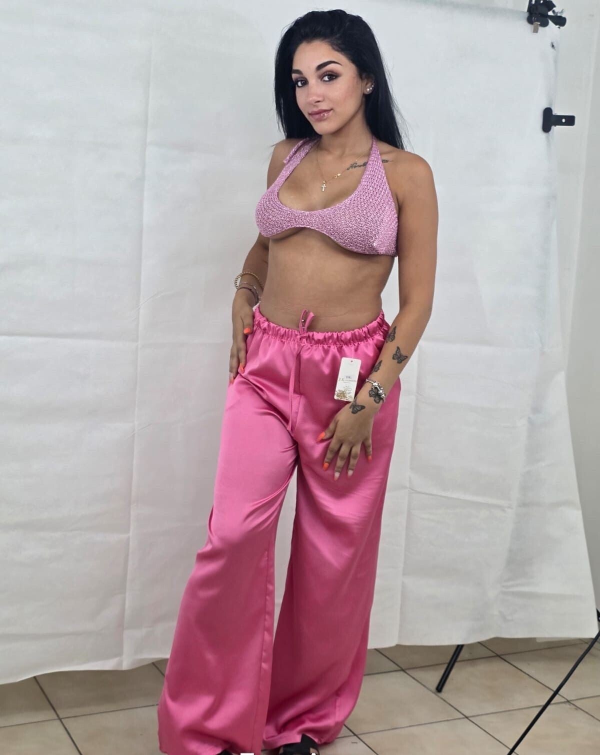 Pantaloni satin palazzo