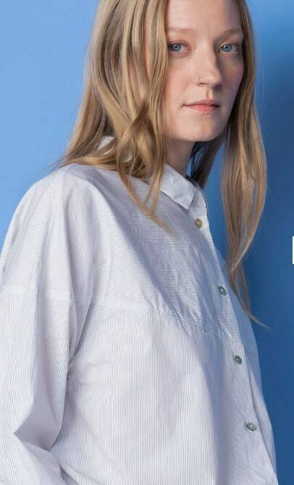 OSKA®Bluse 6584 Baumwoll-Popeline mit Nadelstreifen