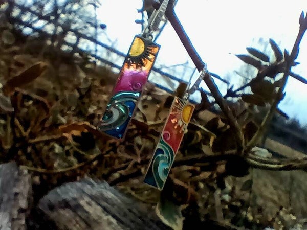 Sun Set on The Ocean Stained Glass Earrings