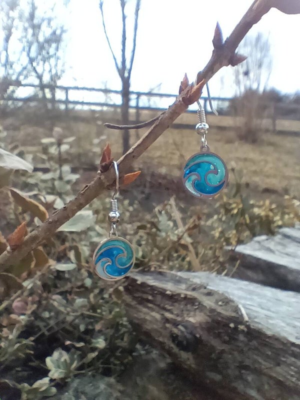 Ocean Waves Stained Glass Earrings