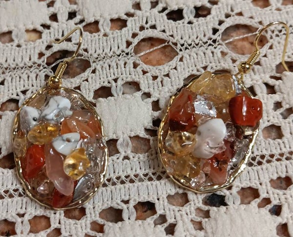 Mixed Gemstone Gold Tone earrings