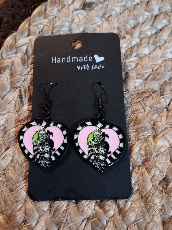 Beetleguise and Lidia Heart Earrings