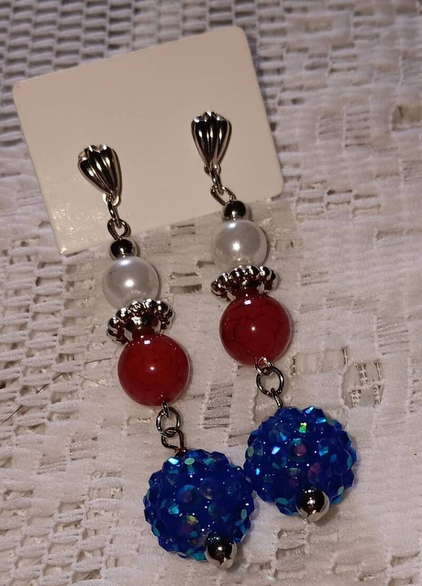 Stud dangle patriotic Earrings