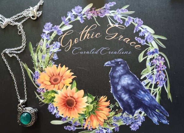 Green Stone Locket Necklace