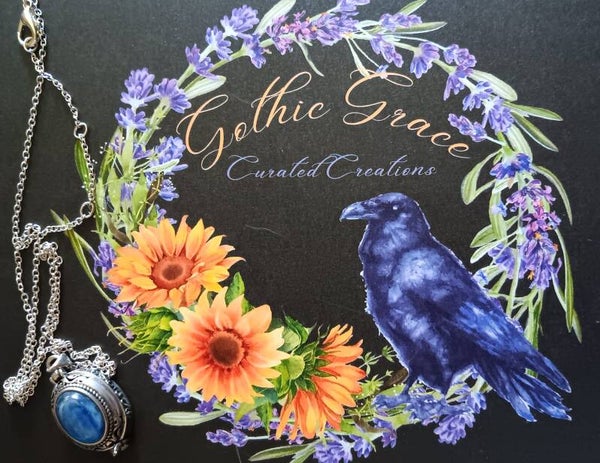 Blue Glass Gemstone Locket Necklace