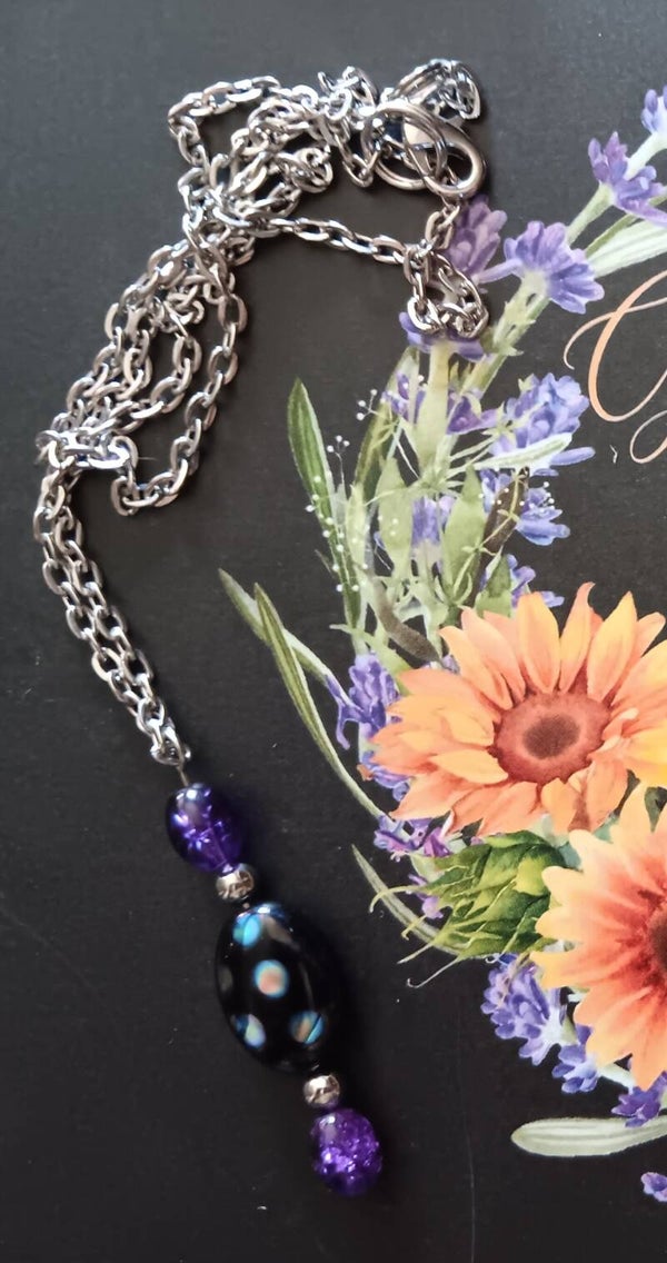 Purple and Blace beaded Necklace