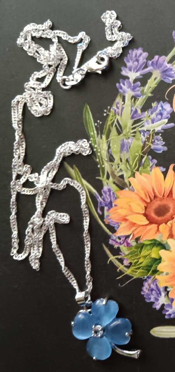 Blue 4 leaf Clover Necklace