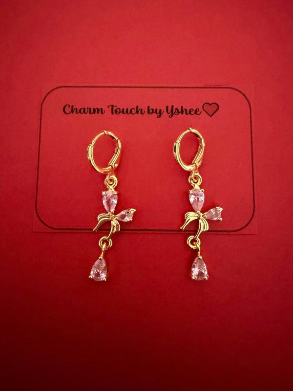 Ribbon with pink teardrops diamonds