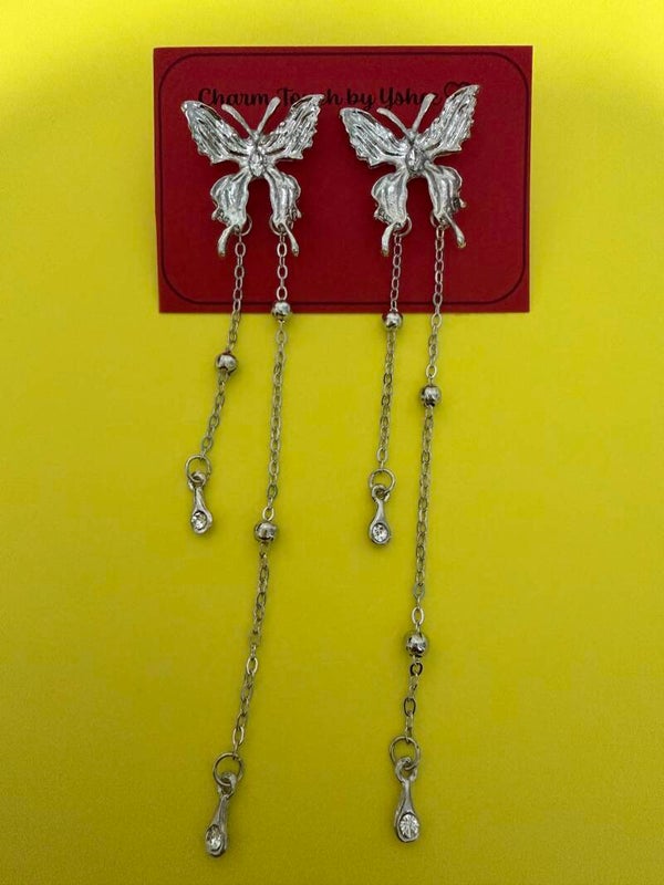 Silver Butterfly with silver long chain