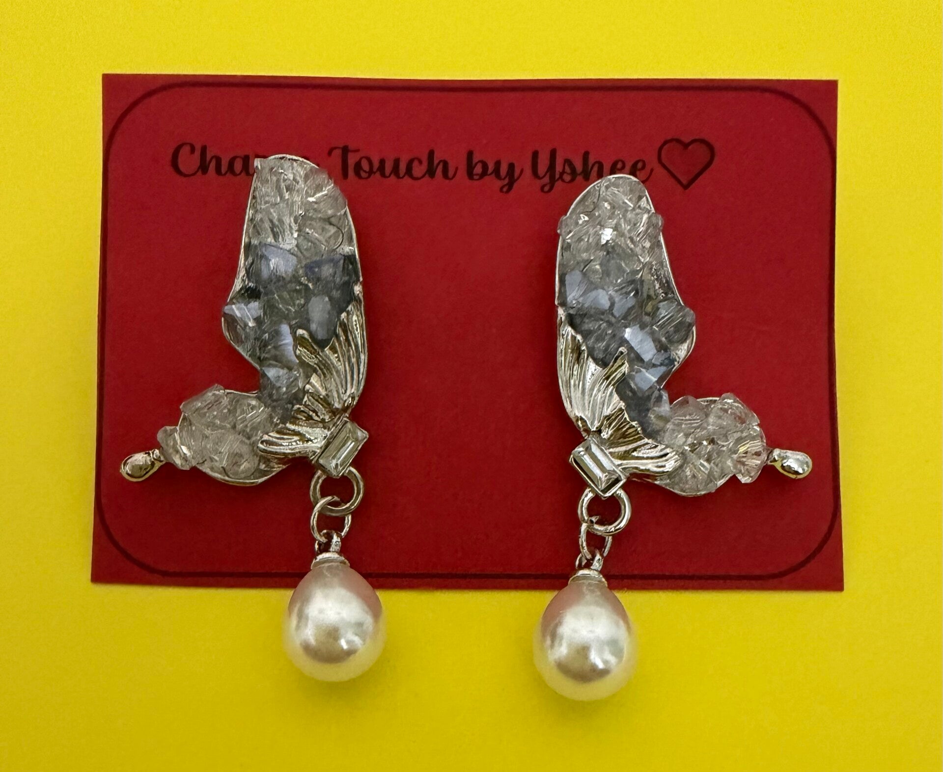 Half Shiny Butterfly with pearl