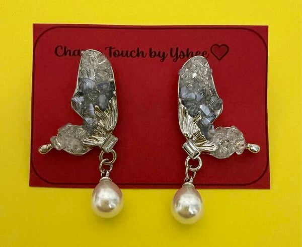 Half Shiny Butterfly with pearl