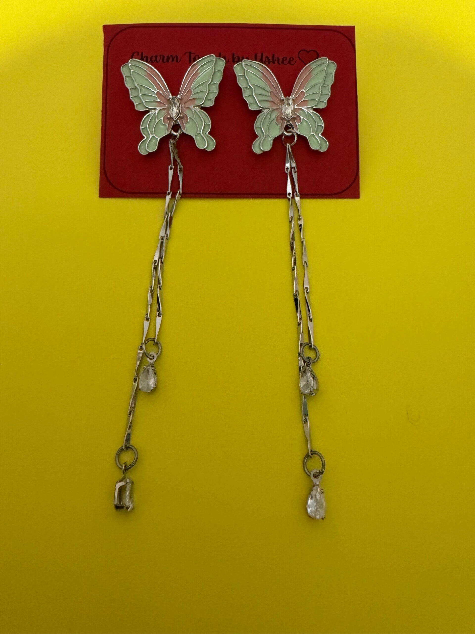 Double Green Butterfly with long chain