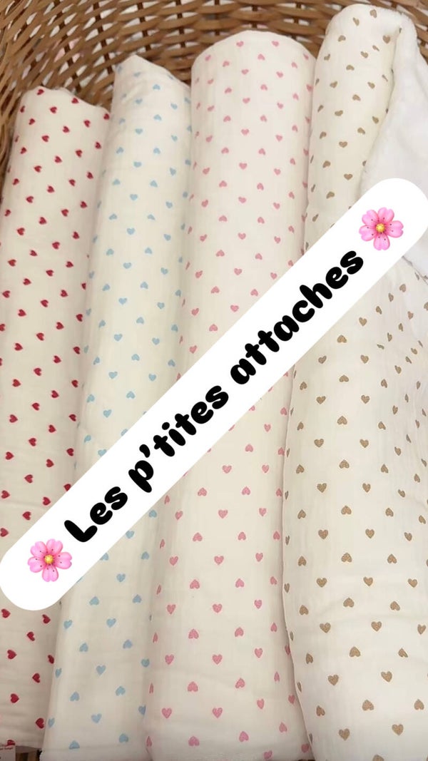 Plaid gaze de coton cœurs