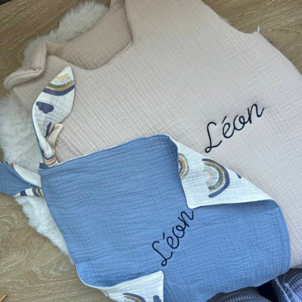 Doudou plat lapin à motifs