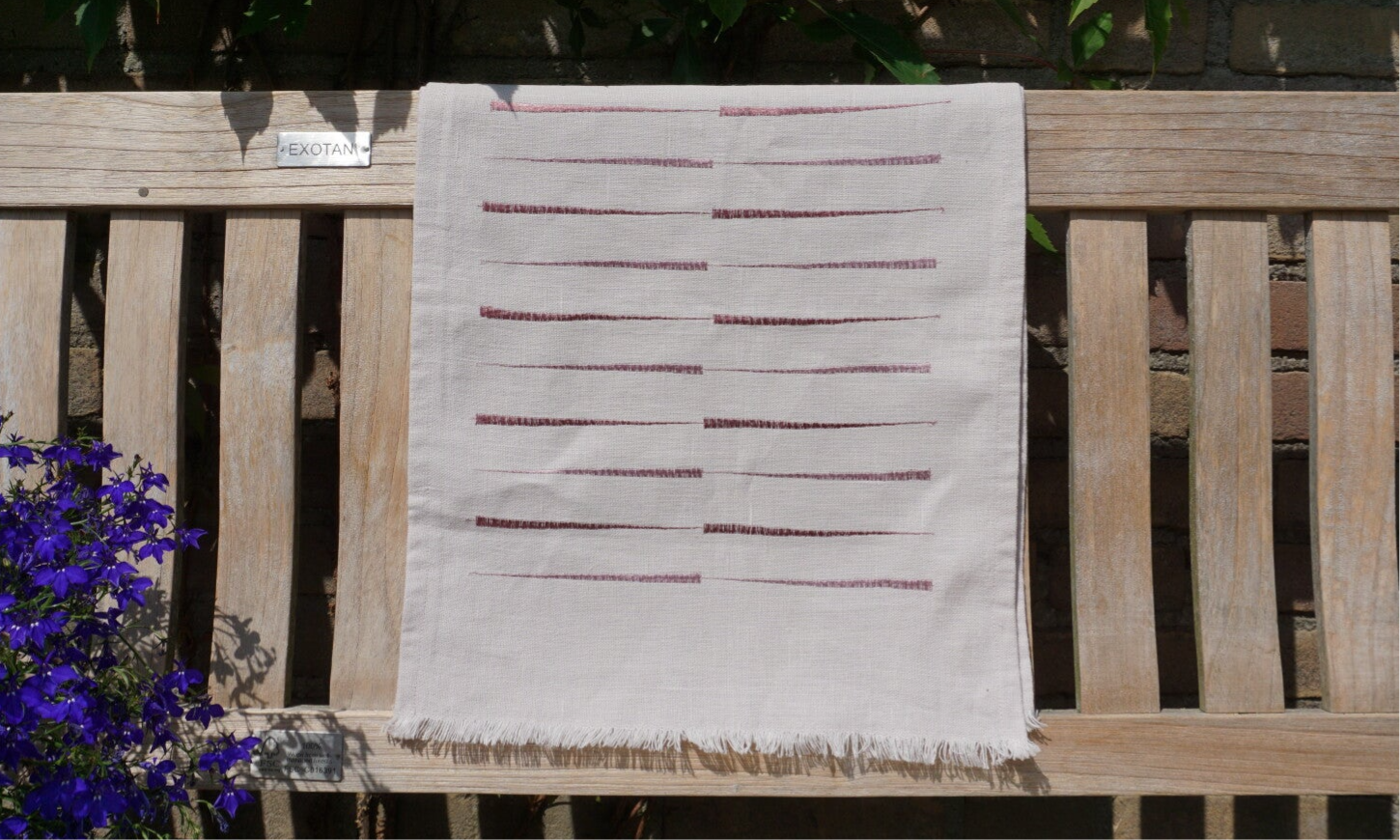 Set roze linnen placemats met siersteken