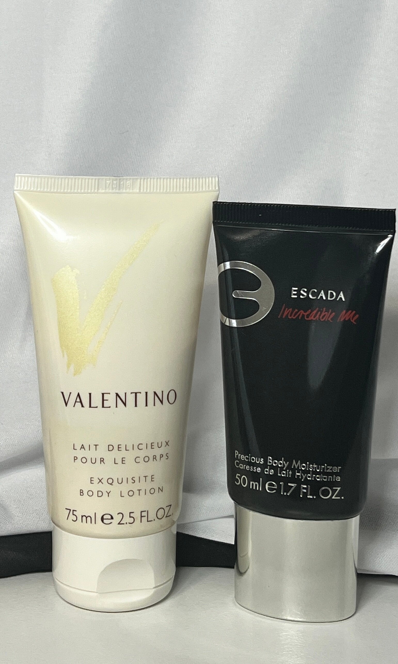 DUO 2pc LOTION .75ml VALENTINO V & 50ml ESCADA INCREDIBLE ME.