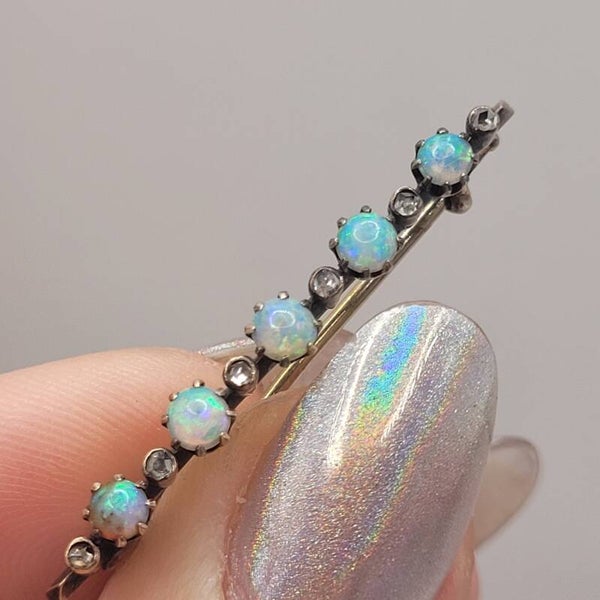 ❤Zarte Antike 585er Rosegold Brosche mit Opal und Diamanten