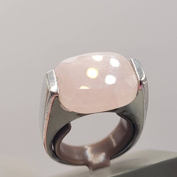 ❤Massiver Ring aus 925er Silber und geschliffenem Rosenquarz Größe 57