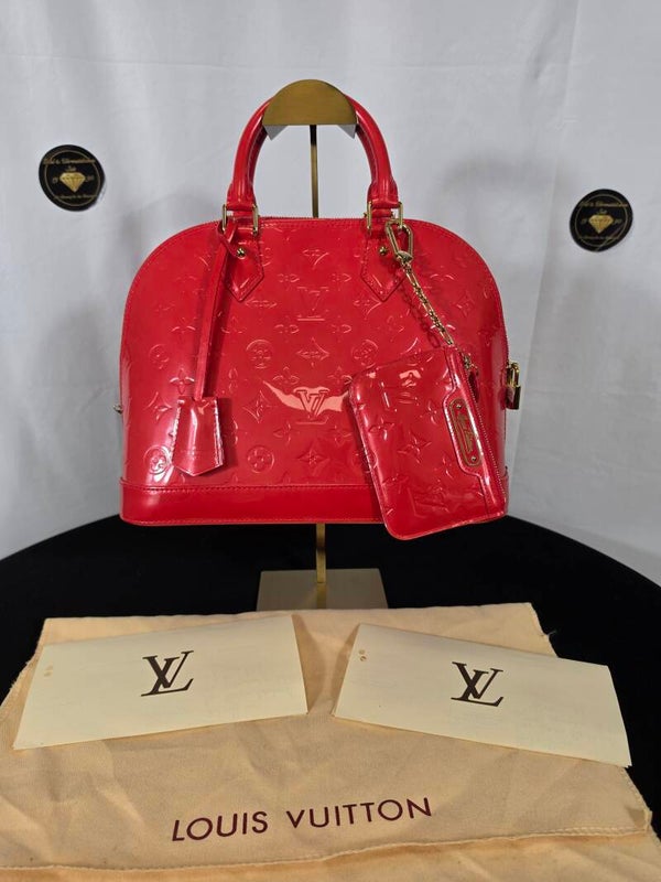 Louis Vuitton Alma MM Monogram Vernis – Rot/Pink inkl. passender Pochette